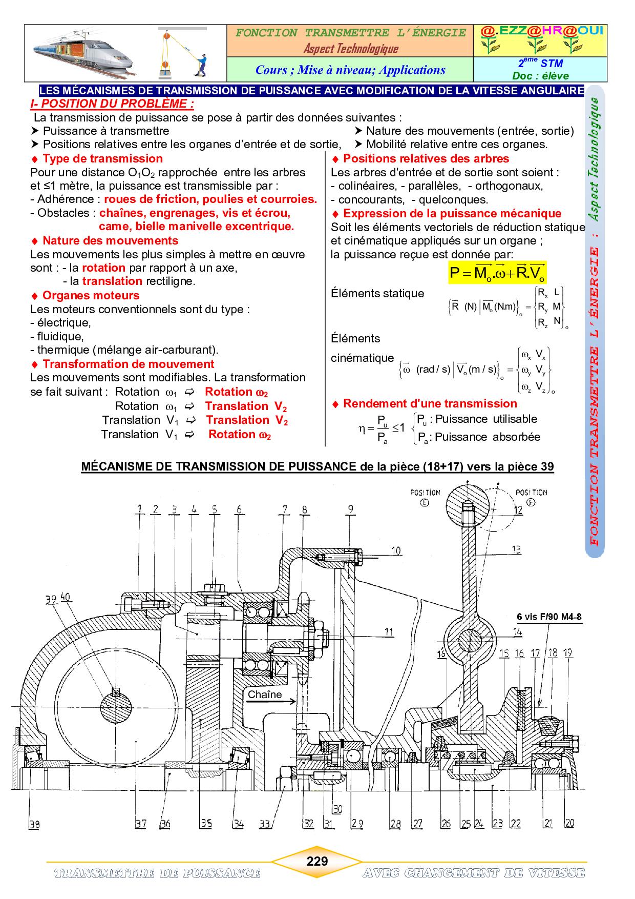 Cours (Roues de friction Poulies et courroies Roues et chaînes