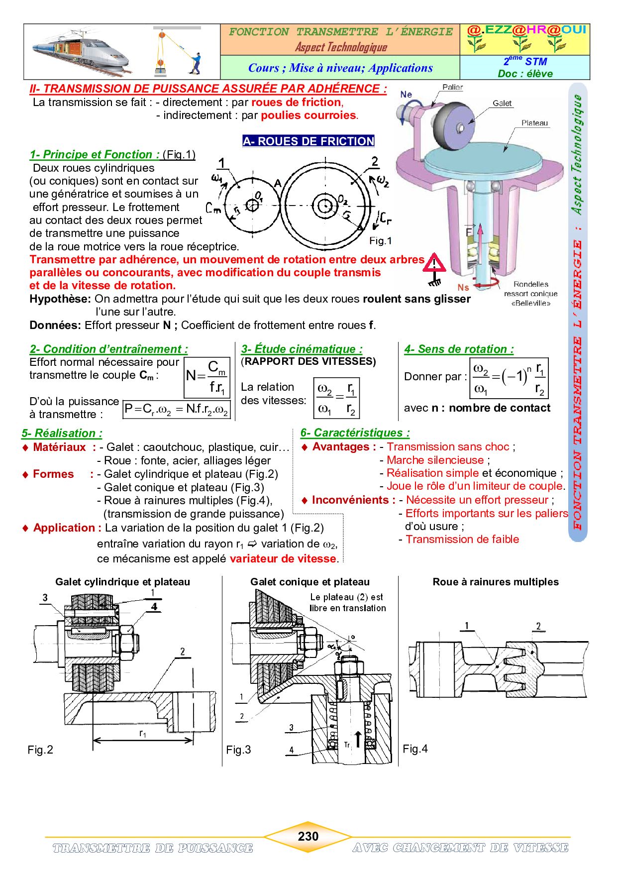 Cours (Roues de friction Poulies et courroies Roues et chaînes