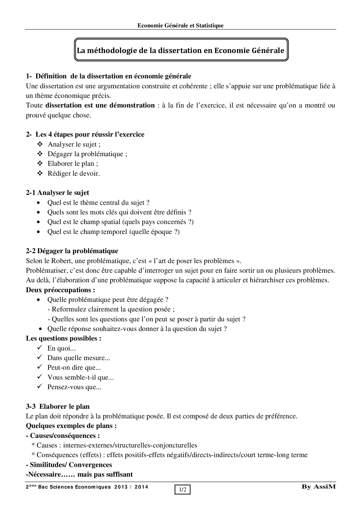 exemple dissertation en francais