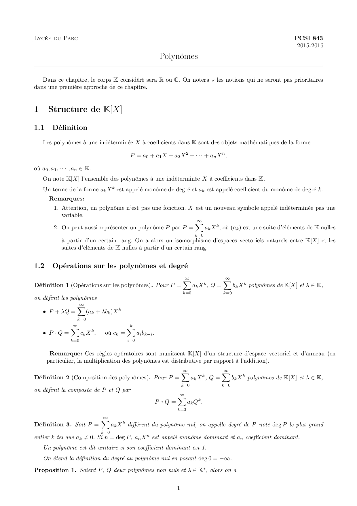 Polynômes Cours AlloSchool