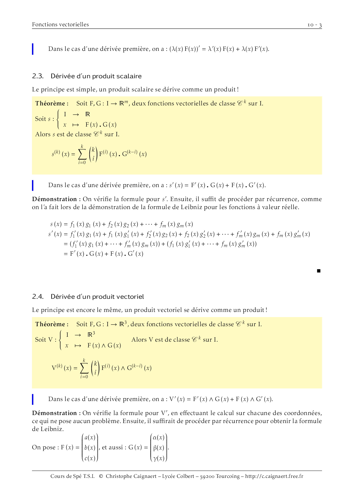 Cours Fonctions Vectorielles Alloschool