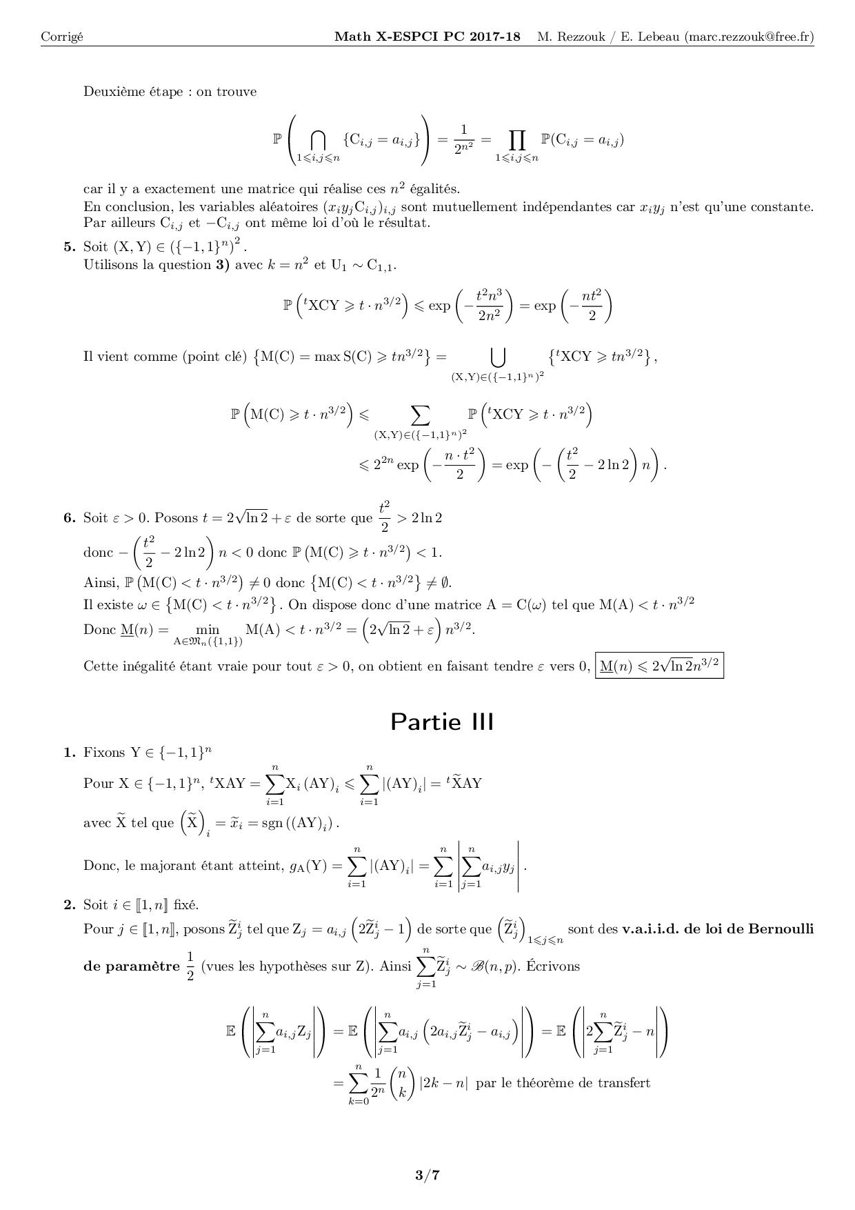 X Ens Espci Pc 18 Maths Corrige Alloschool