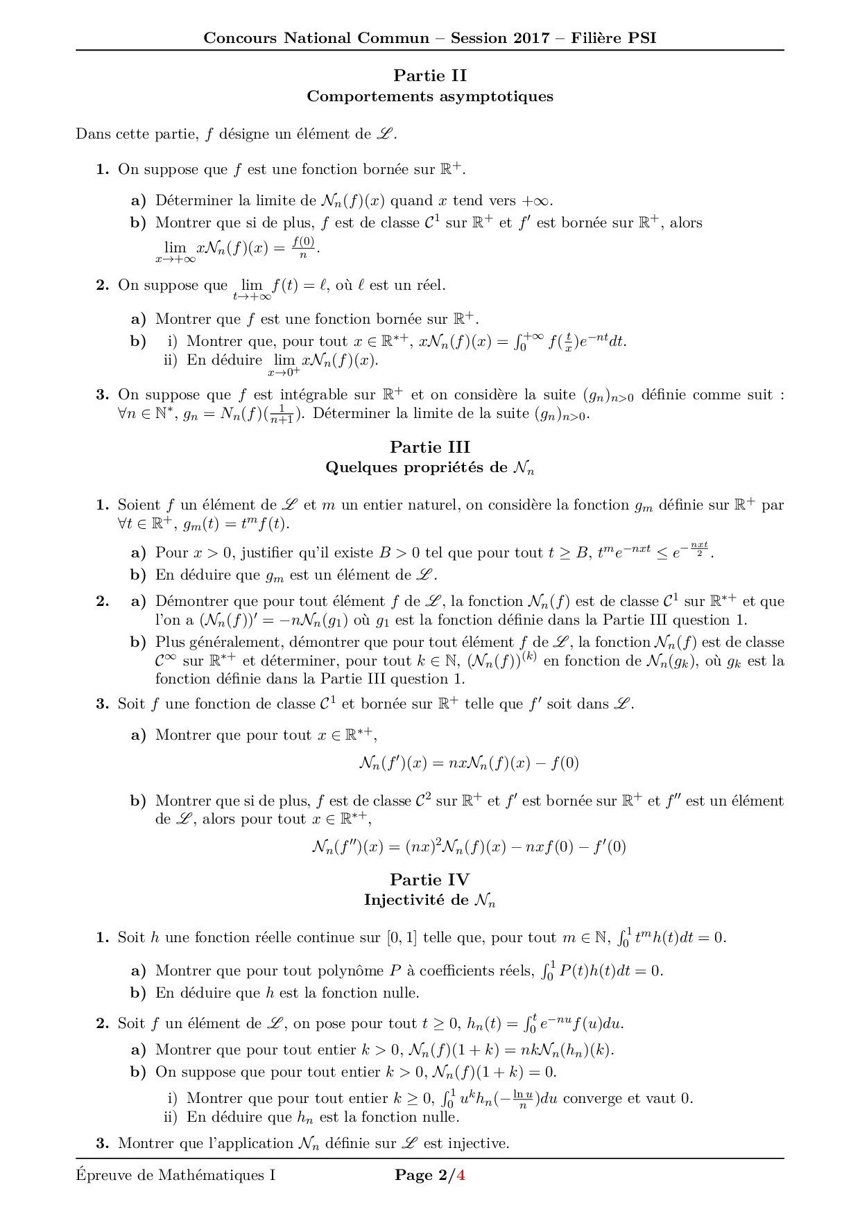 Cnc Psi 2017 Maths 1 Epreuve Alloschool