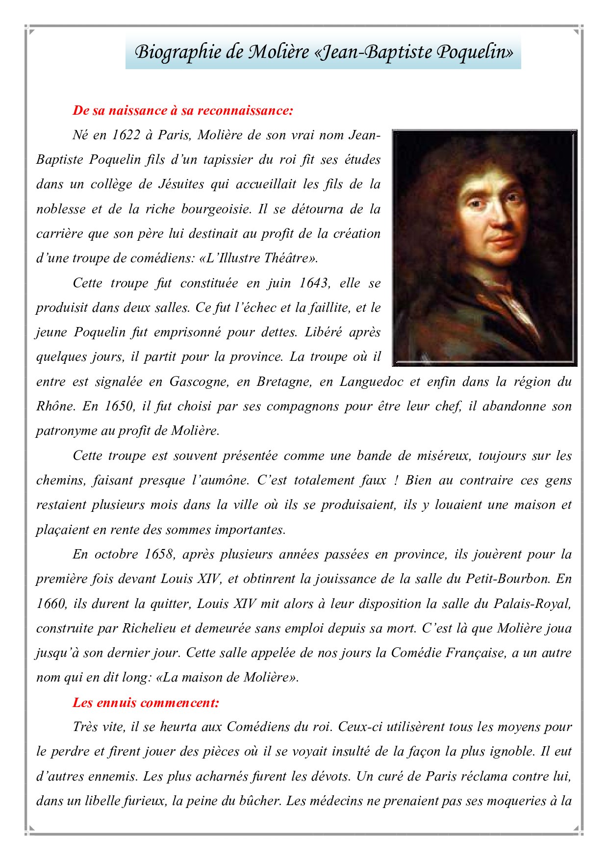 biographical essay on moliere