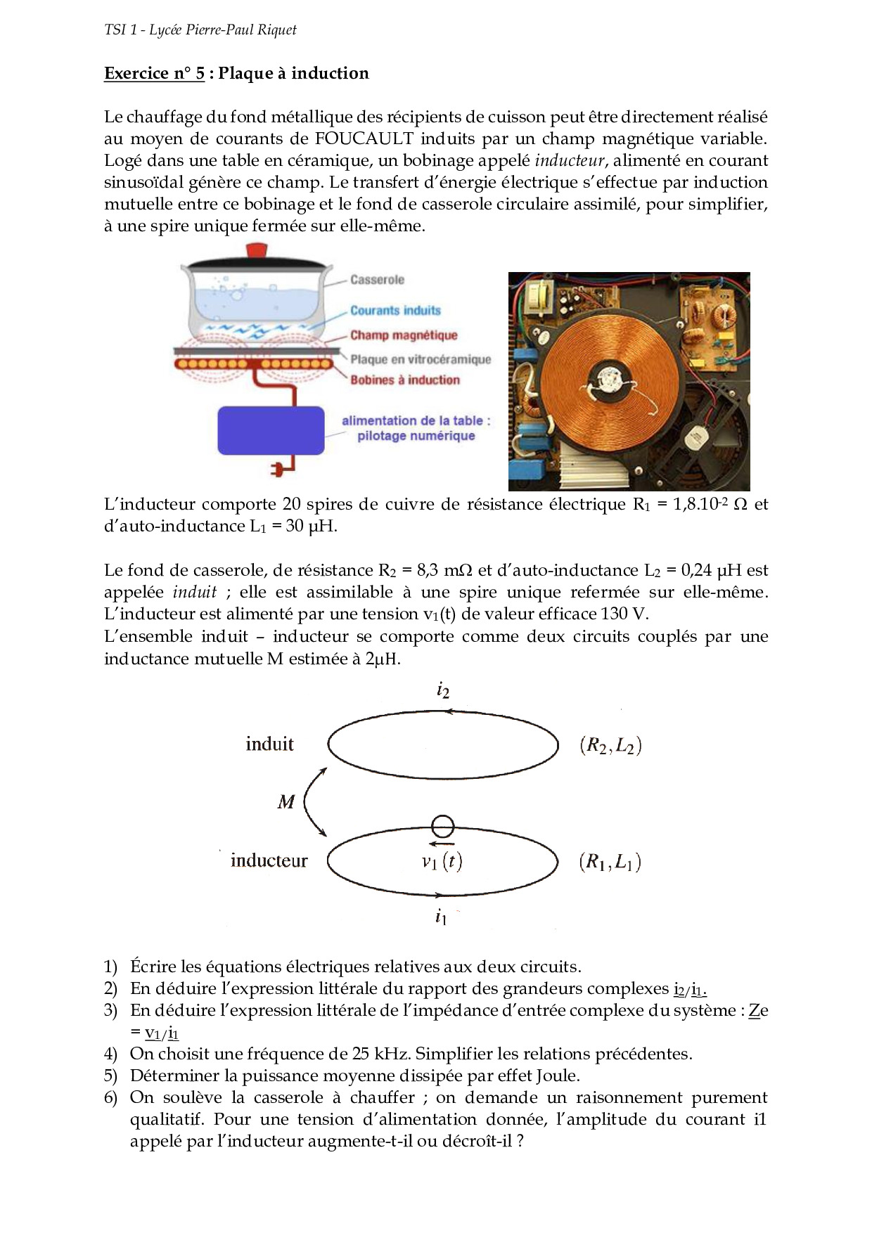 Le phénomène d'induction Exercices AlloSchool