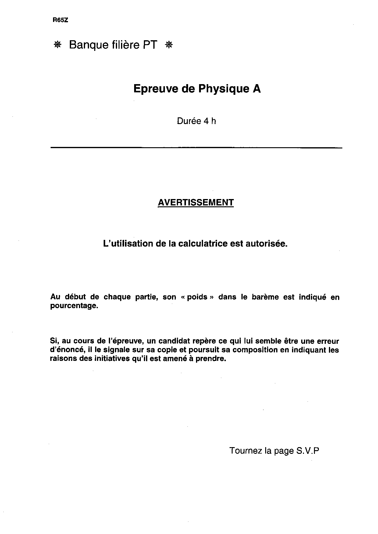 Banque PT 2005 Physique Chimie A Epreuve AlloSchool — free download