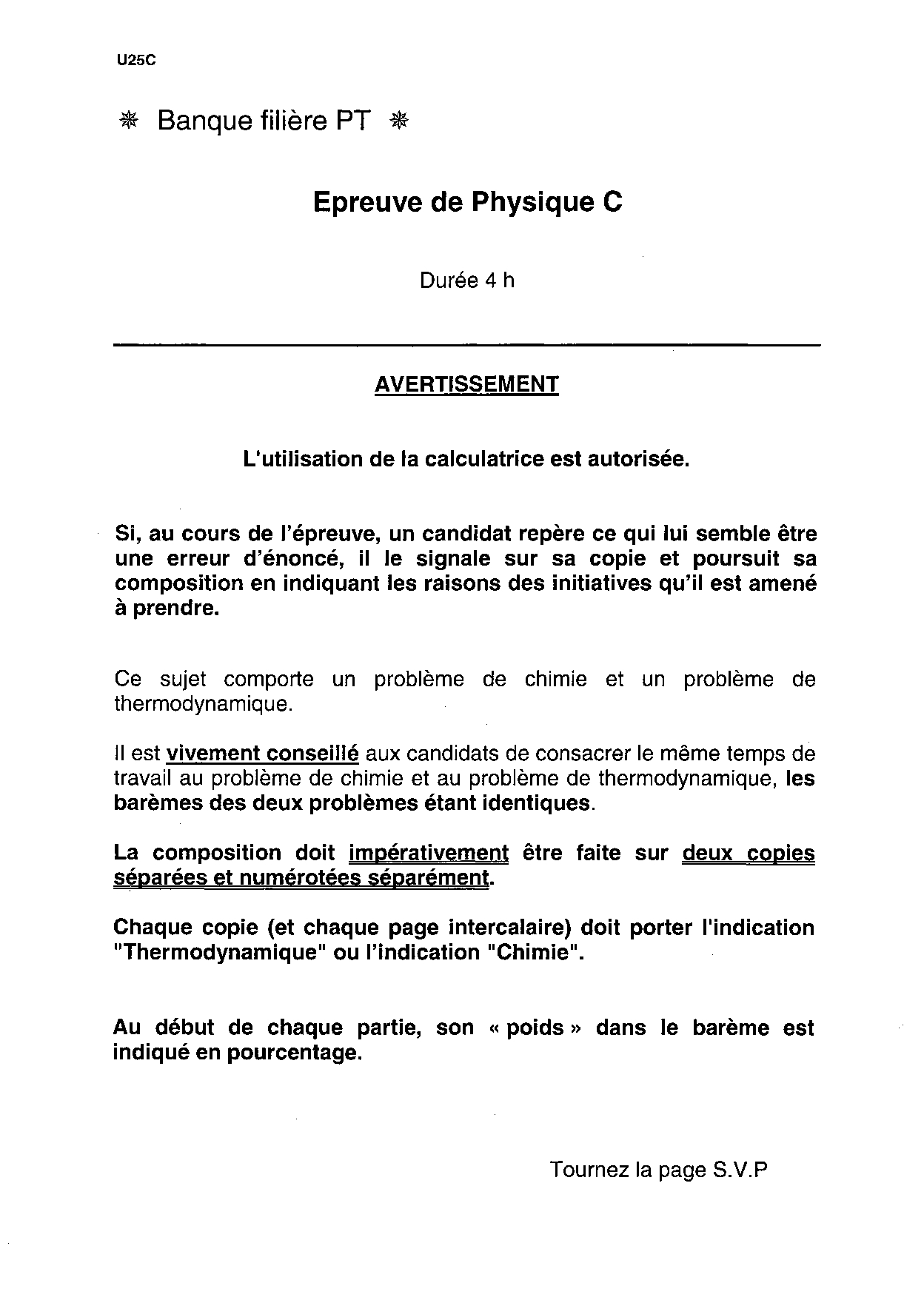 Banque PT 2005 Physique Chimie C Epreuve AlloSchool — free download