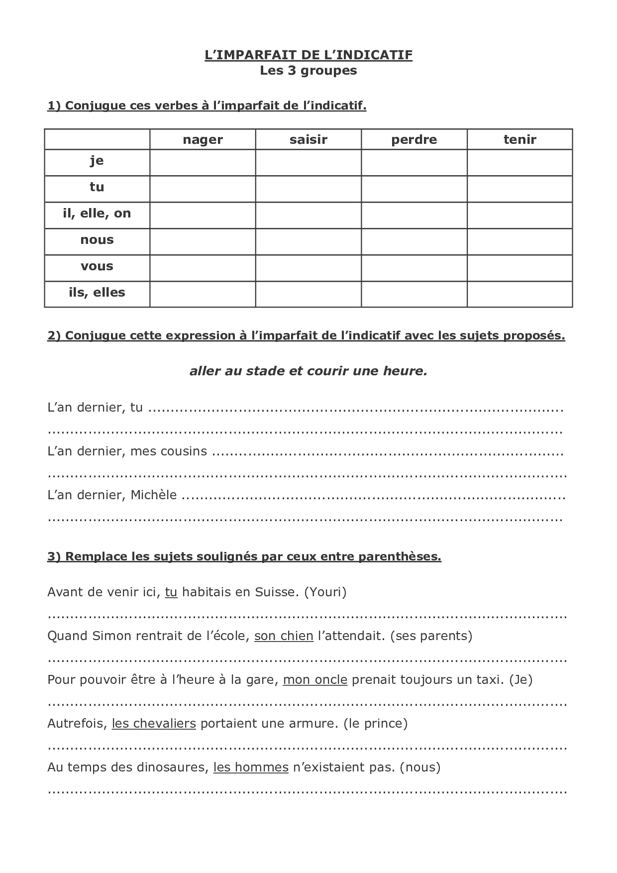 Exercices Conjugaison Imparfait 6 me Imprimer VQTZLH