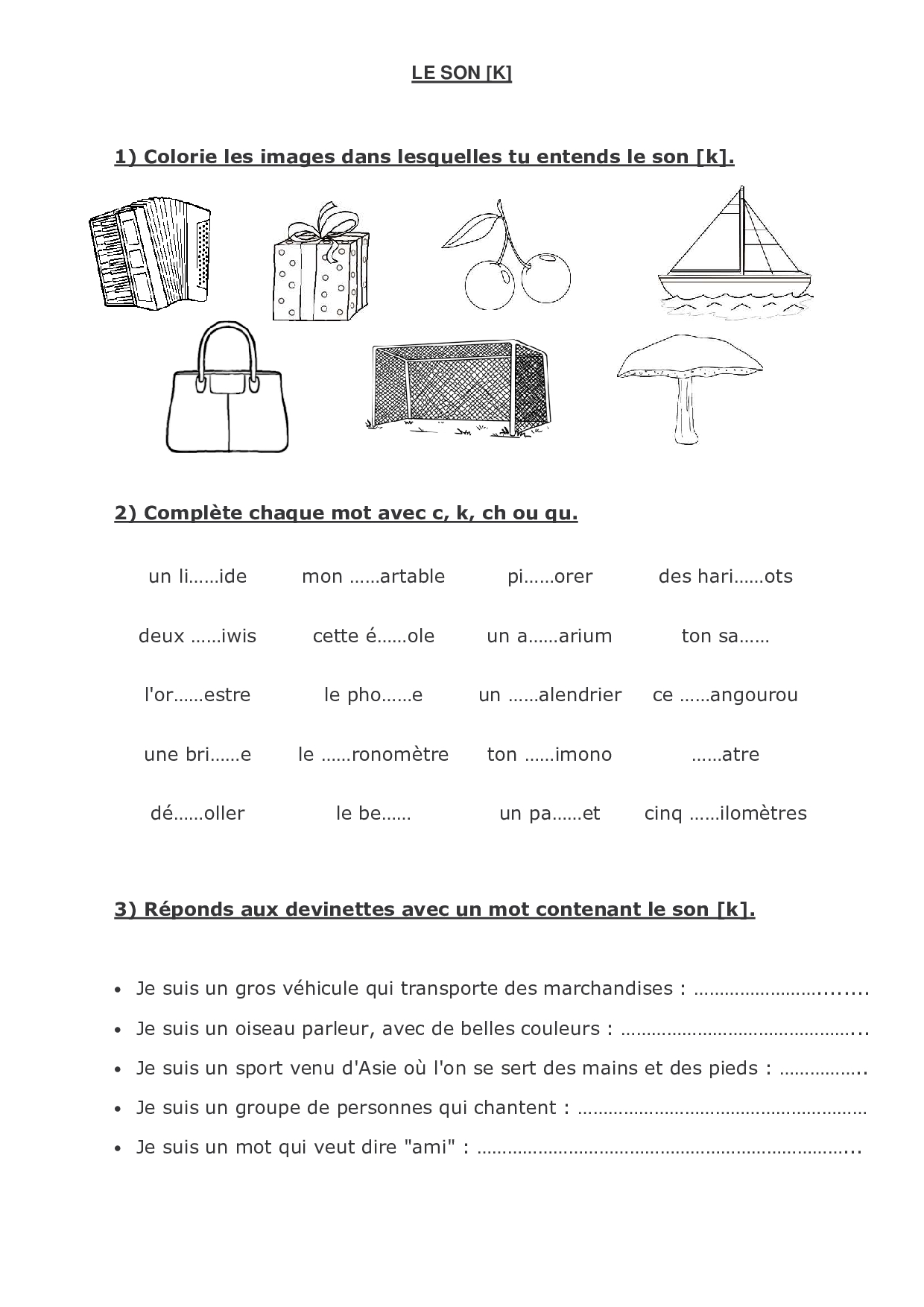 Le Son K Exercices Alloschool