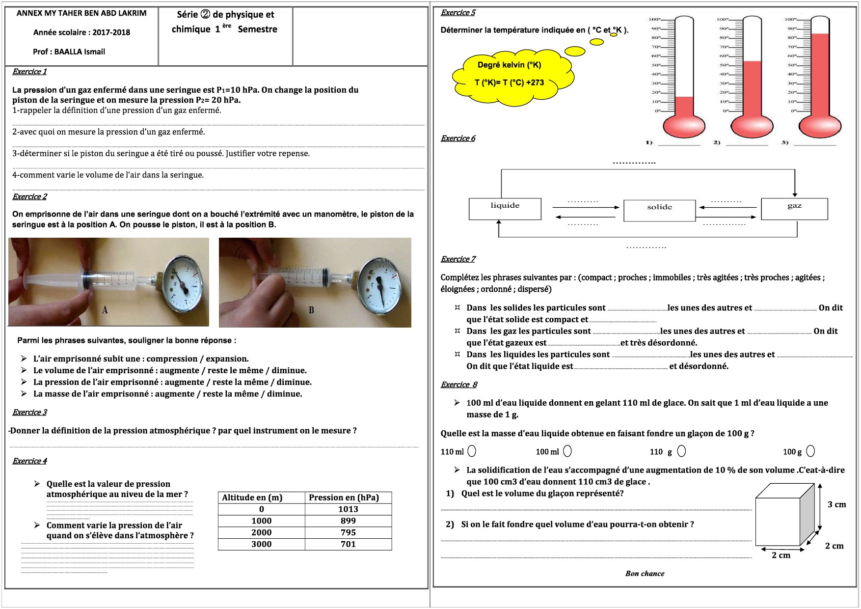 La chaleur et les changements d'état