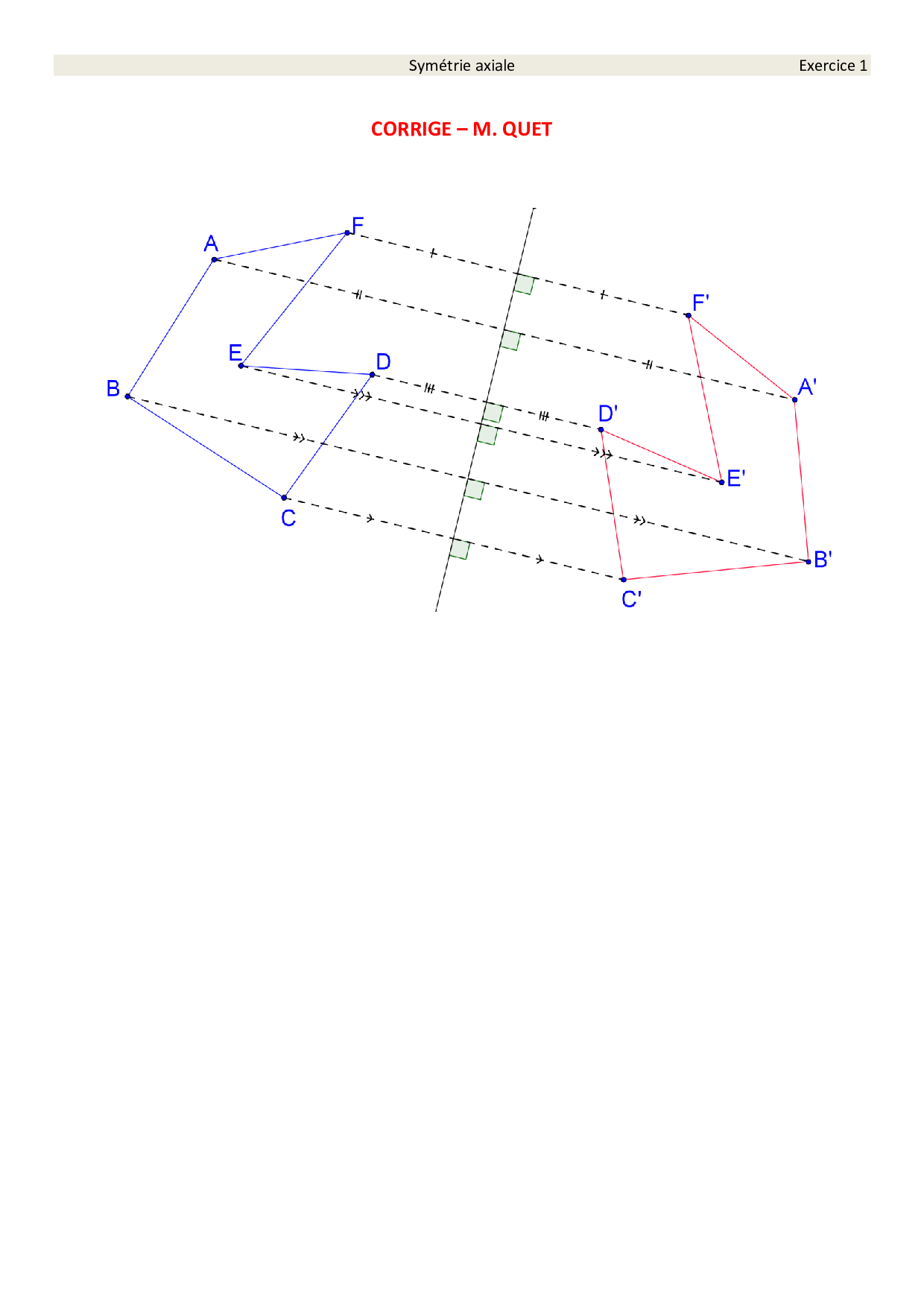 Exercice Symétrie Axiale 6ème Avec Corrigé
