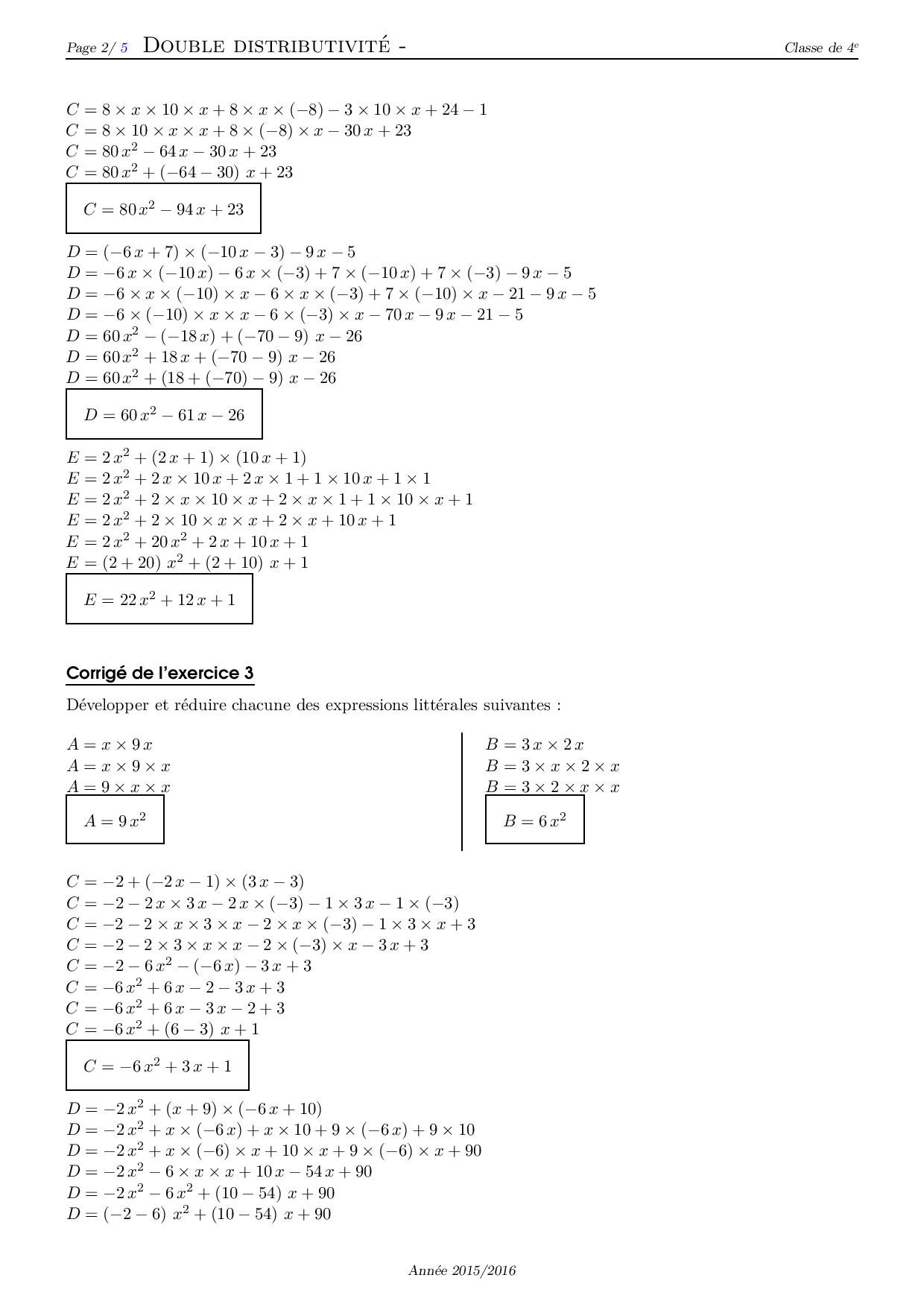 Double Distributivité Corrigé Série D Exercices 3 Alloschool Double Distributivité Corrigé Série D Exercices 3 Alloschool