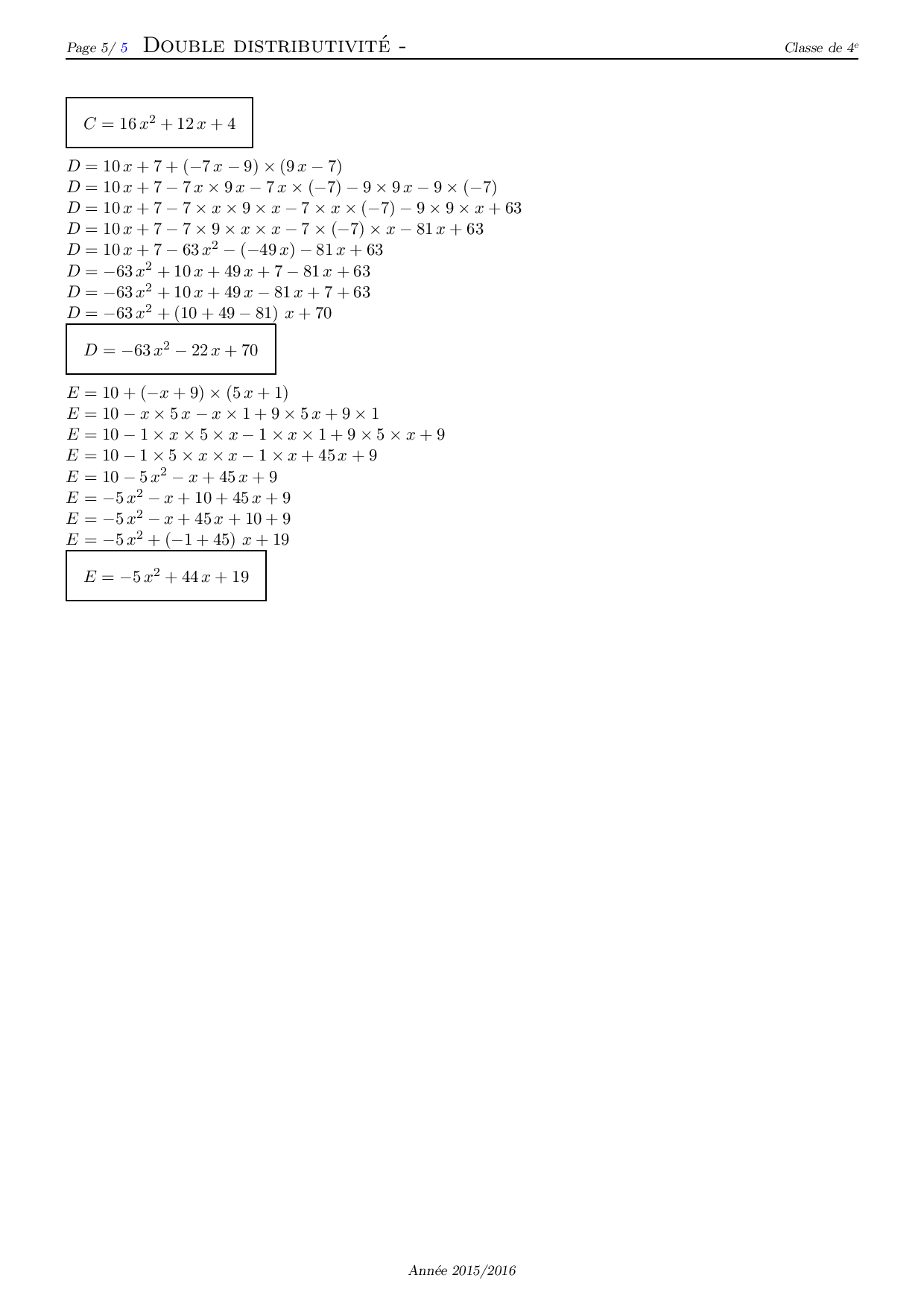 Double Distributivité Corrigé Série D Exercices 4 Alloschool Double Distributivité Corrigé Série D Exercices 4 Alloschool
