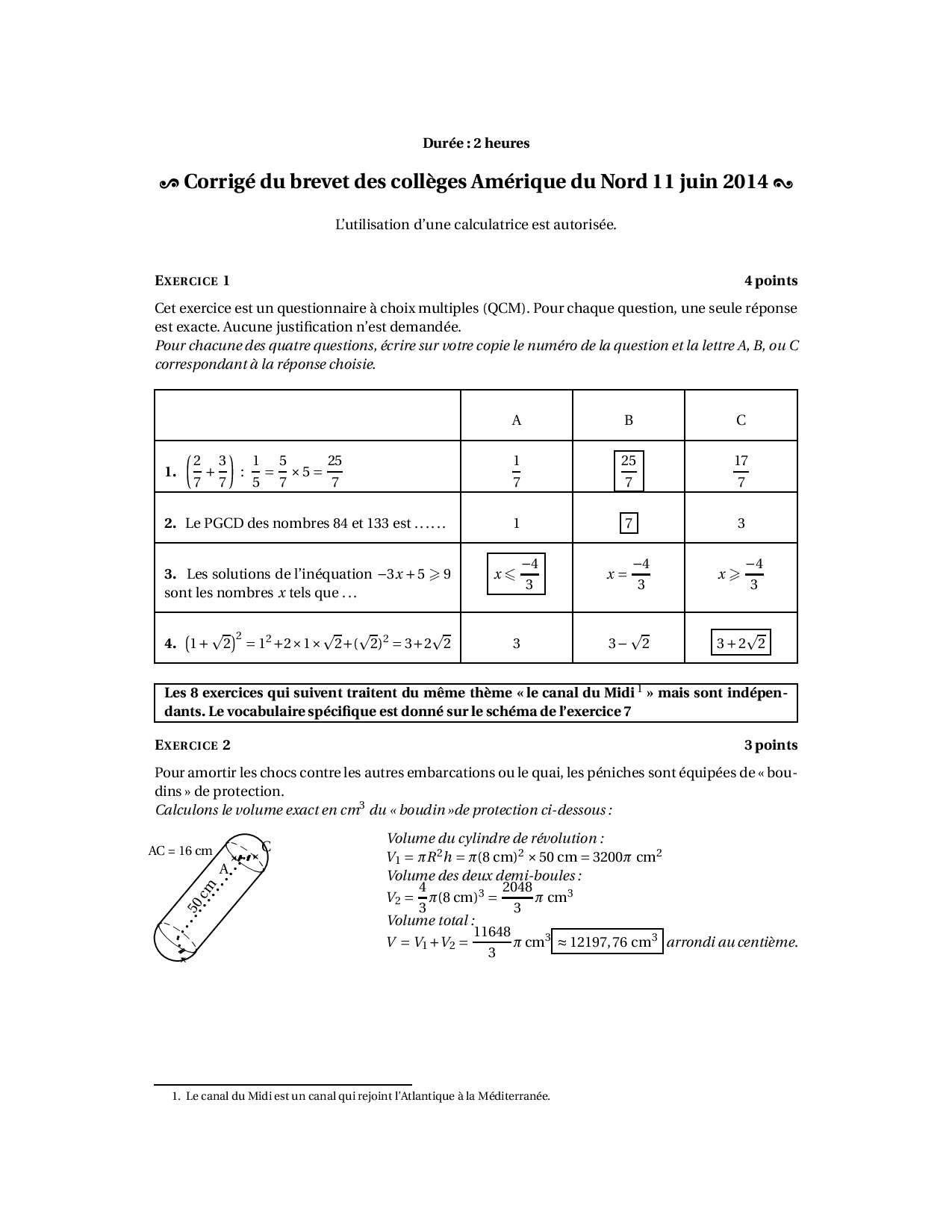 Brevet Amerique Du Nord 2022 Maths Correction