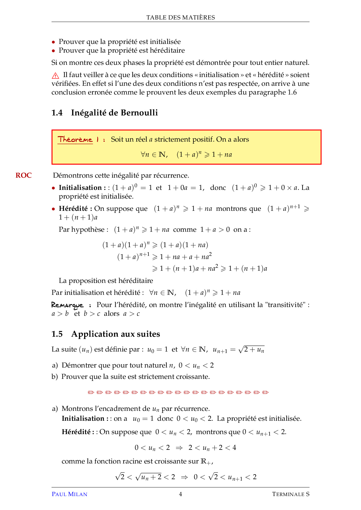 Raisonnement par récurrence - Limites de suites - Cours - AlloSchool