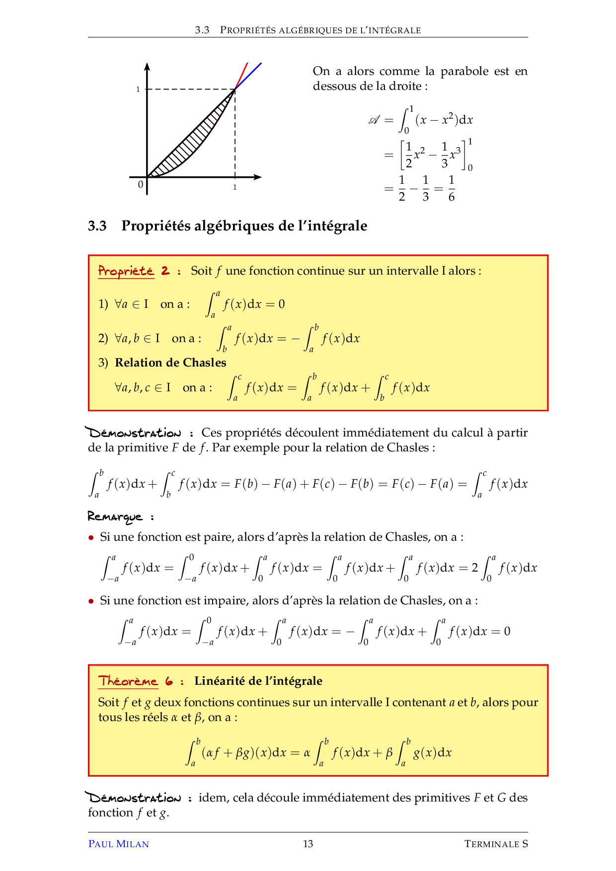 Intégration et primitive - Cours - AlloSchool