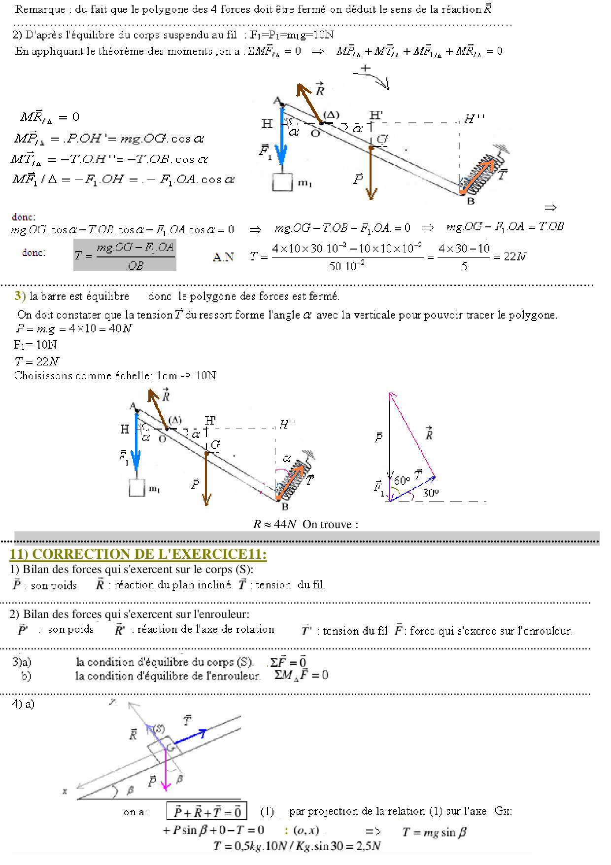 Équilibre d'un solide en rotation autour d'un axe fixe Corrigé série