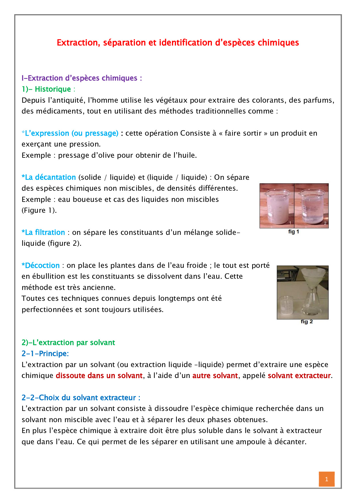 Extraction, séparation et identification des espèces chimiques - Cours ...