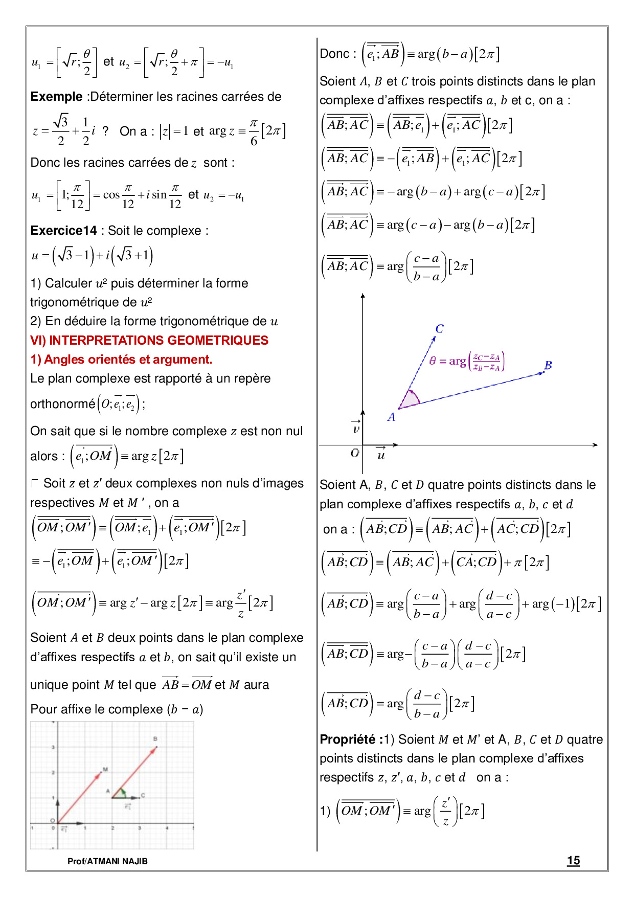 Nombres complexes 1 - Cours et exercices corrigés - AlloSchool