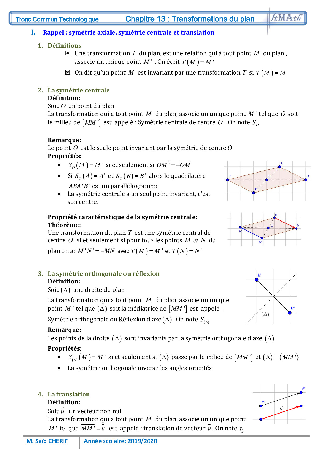 Transformations Du Plan Cours 3 AlloSchool