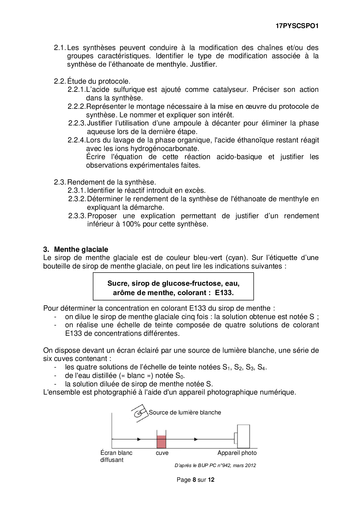 Sujet Bac Polynesie 2022 Physique Chimie Corrigé