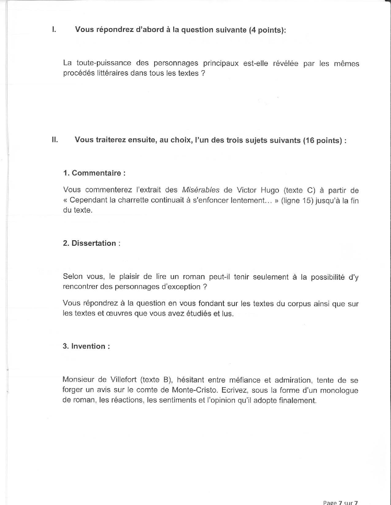 Sujet Bac De Francais Amerique Du Nord