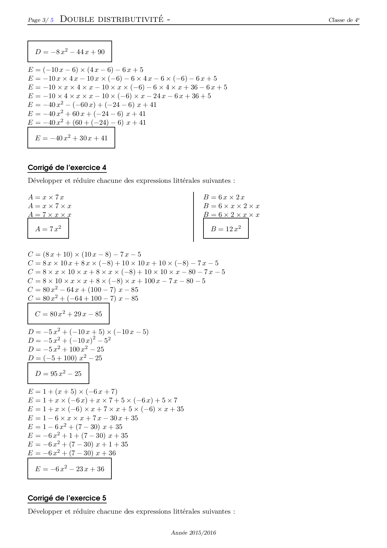 Double Distributivité Corrigé Série D Exercices 3 Alloschool Double Distributivité Corrigé Série D Exercices 3 Alloschool