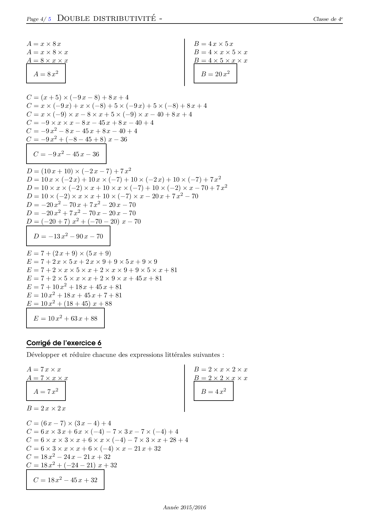 Double Distributivité Corrigé Série D Exercices 3 Alloschool Double Distributivité Corrigé Série D Exercices 3 Alloschool
