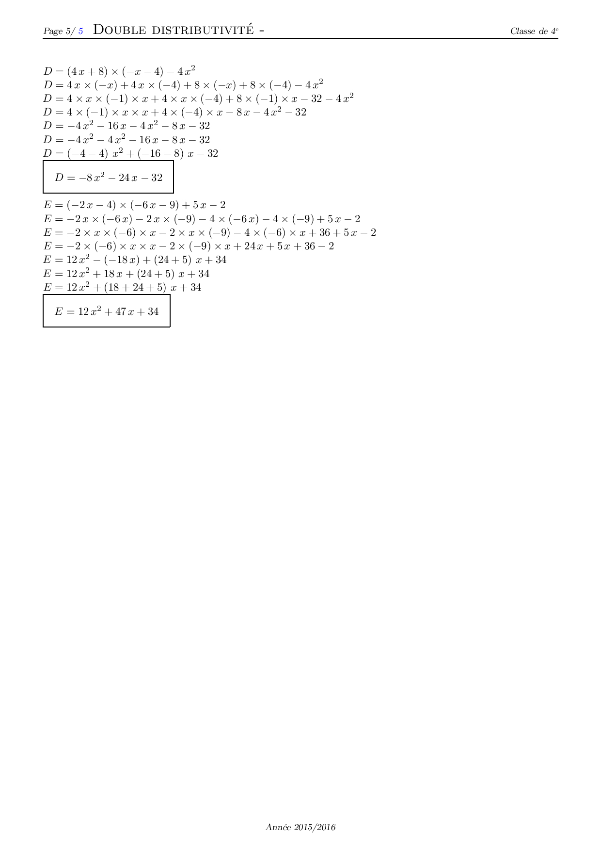 Double Distributivité Corrigé Série D Exercices 3 Alloschool Double Distributivité Corrigé Série D Exercices 3 Alloschool
