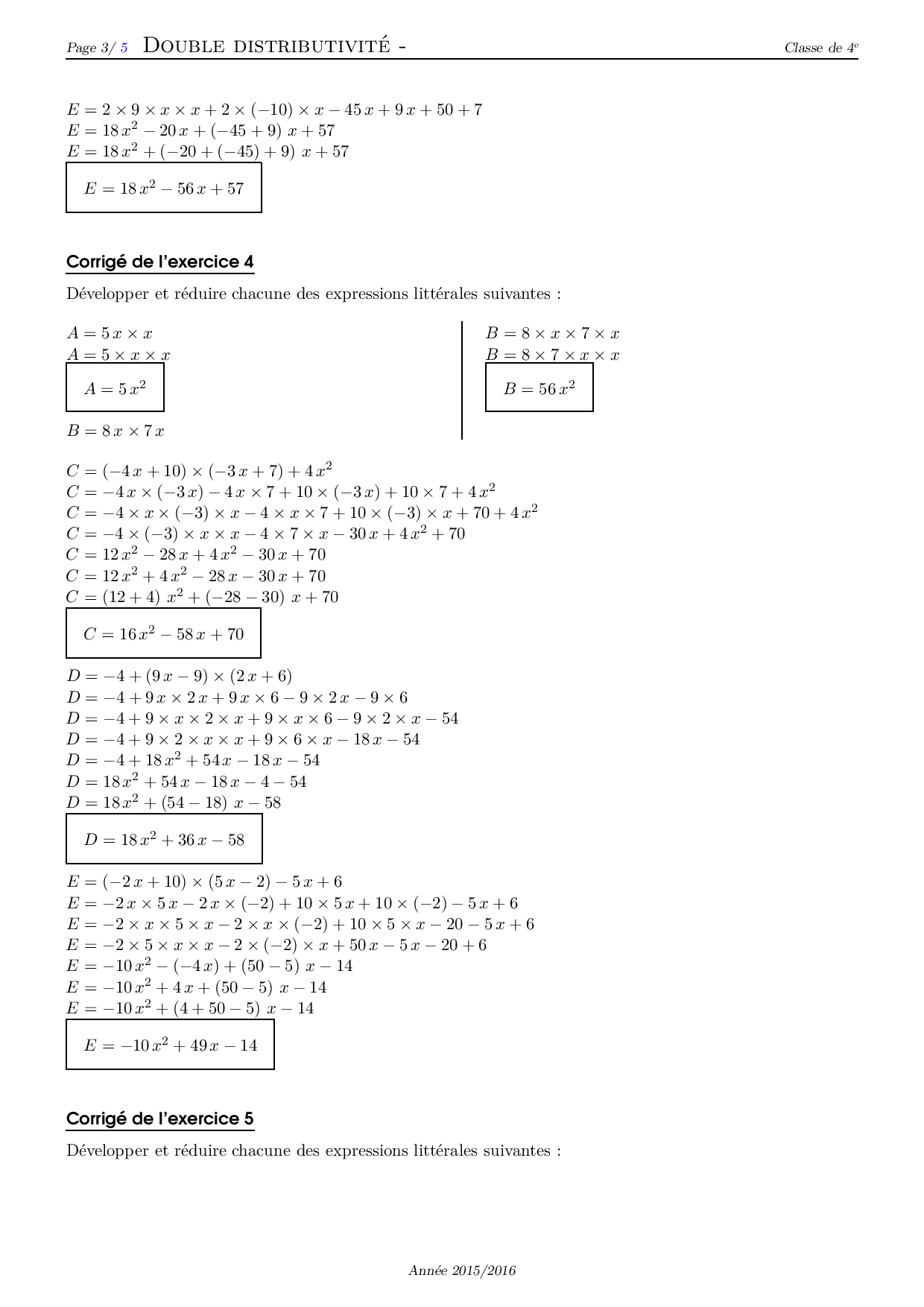 Double Distributivité Corrigé Série D Exercices 4 Alloschool Double Distributivité Corrigé Série D Exercices 4 Alloschool