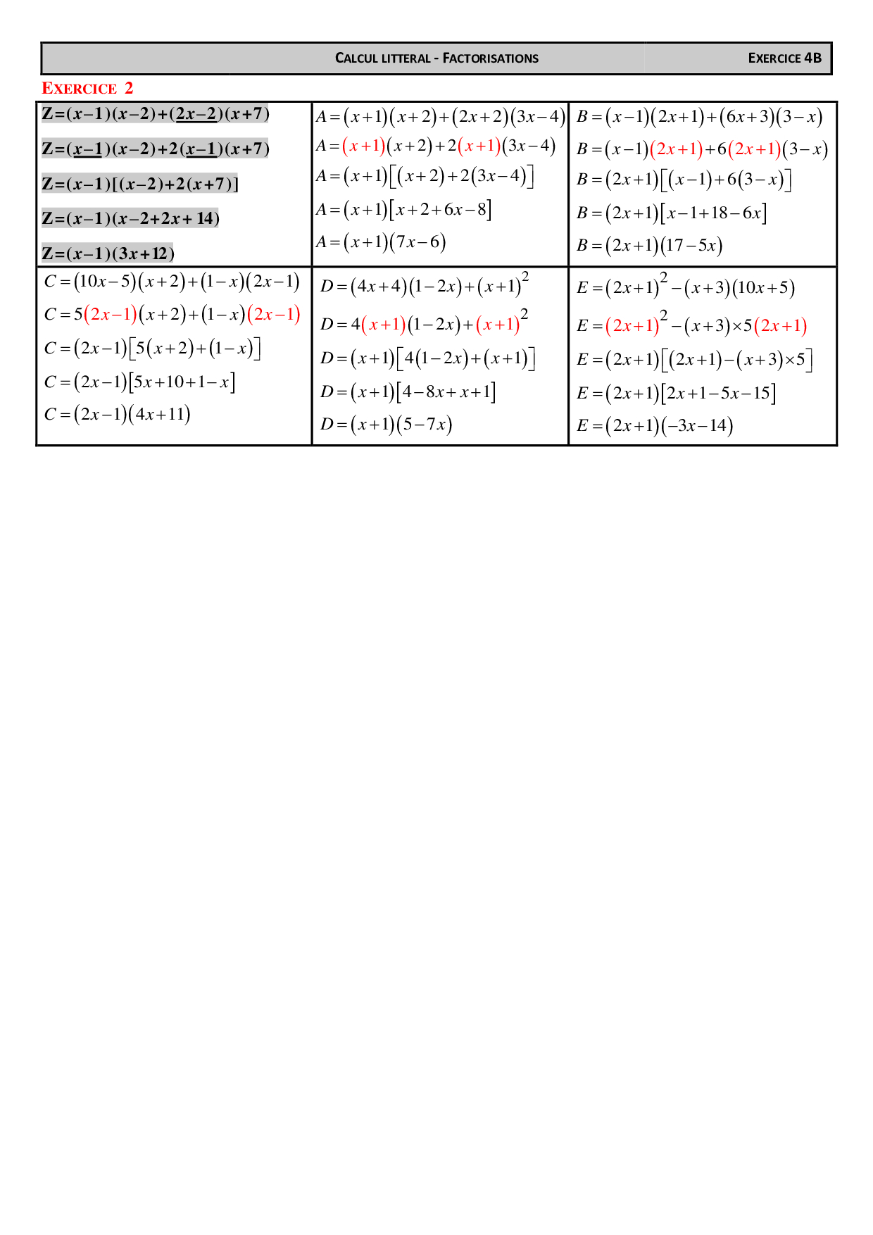 Factorisations Corrigés D Exercices 2 Alloschool Factorisations Corrigés D Exercices 2 Alloschool