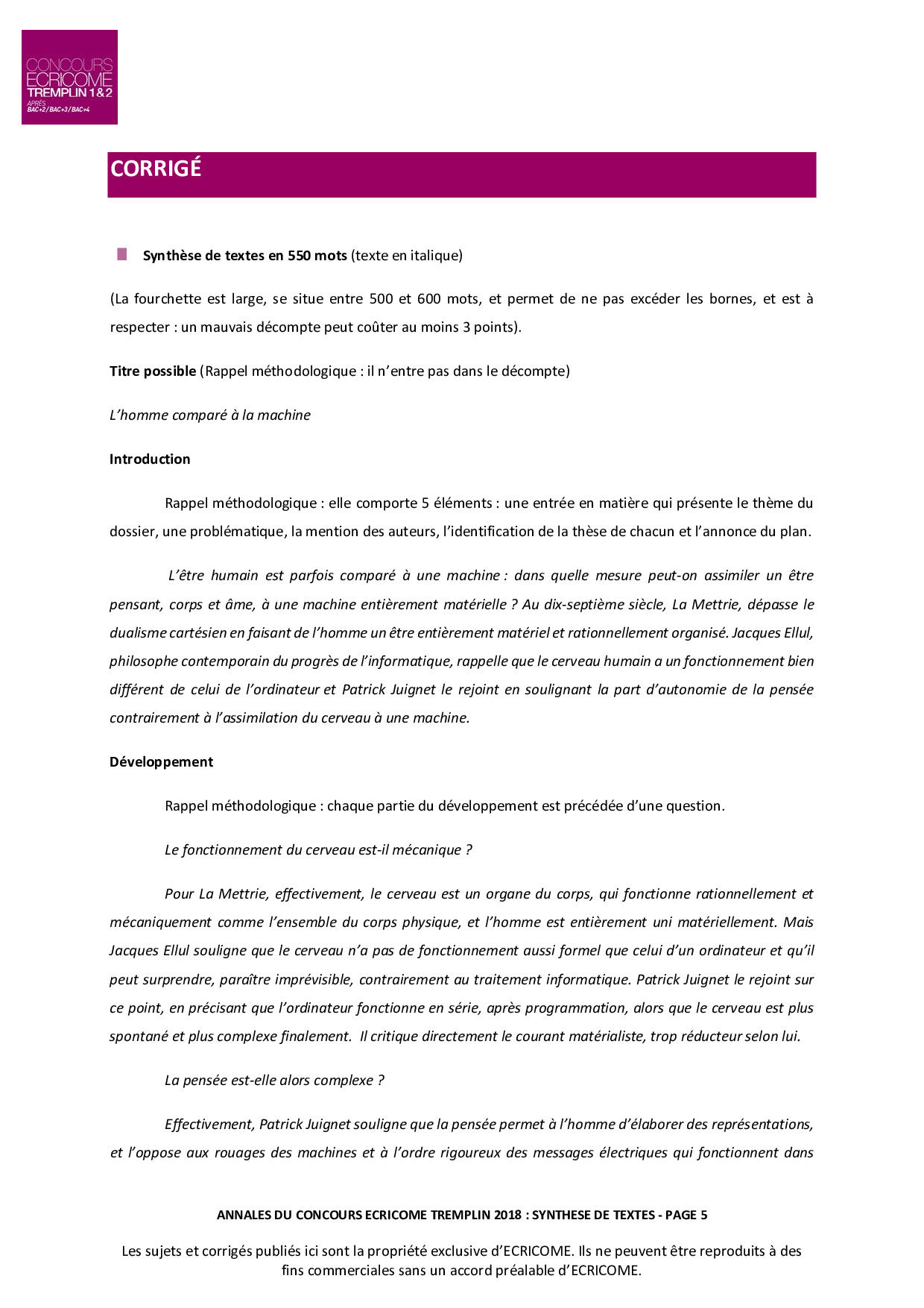 assignment document en francais