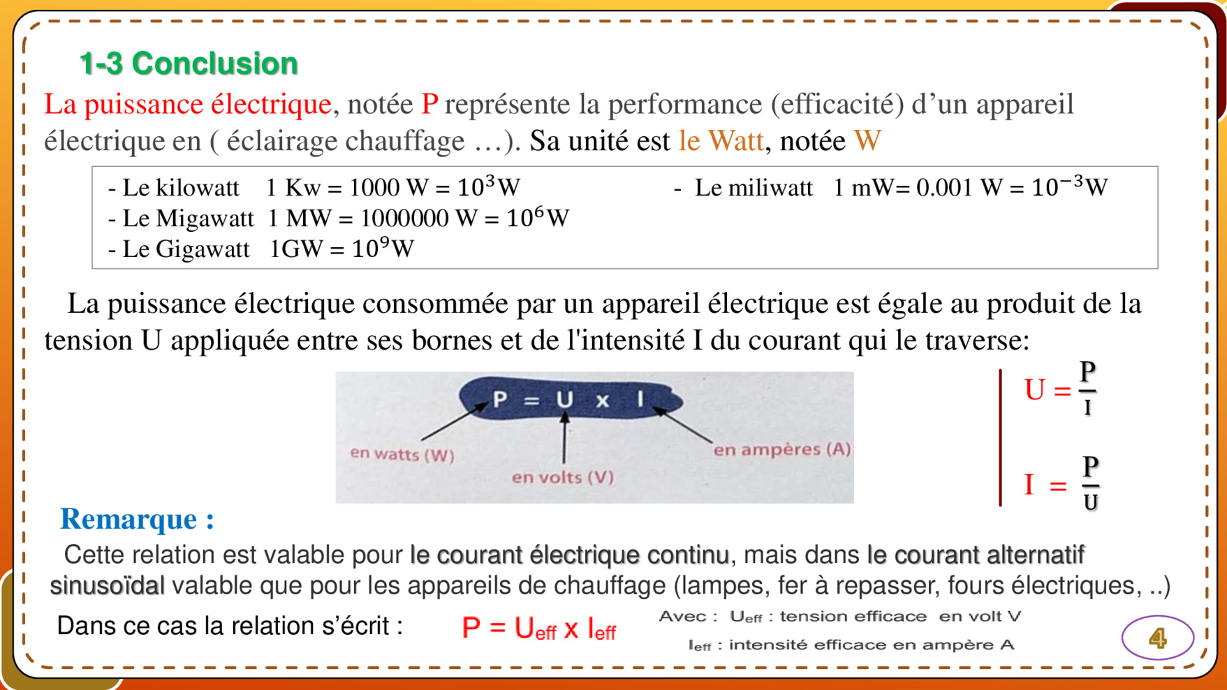 La puissance électrique Cours 3 AlloSchool