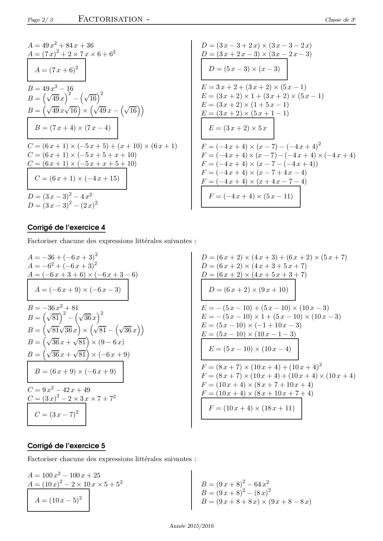 factorisation