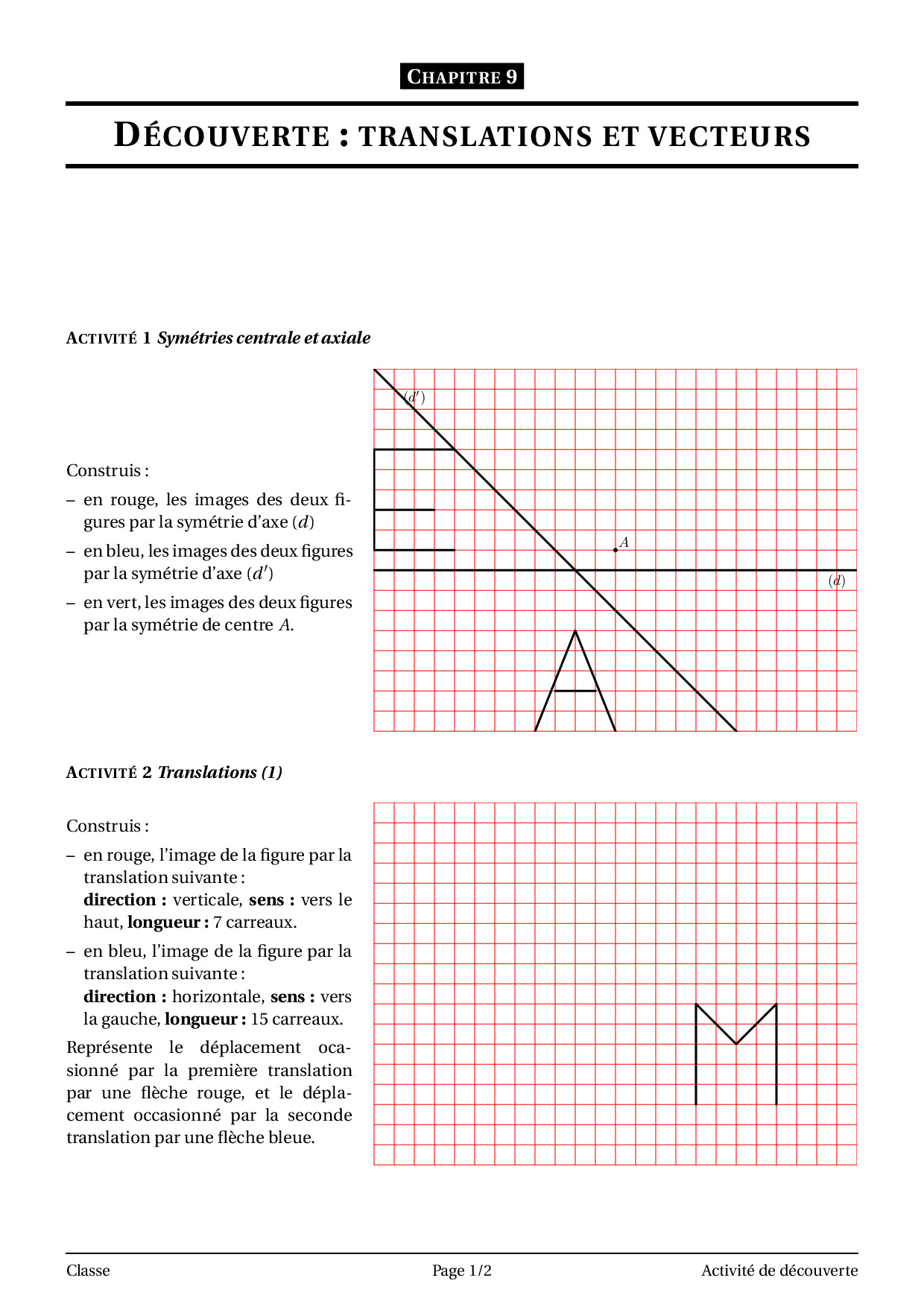 Translations et vecteurs Exercices AlloSchool