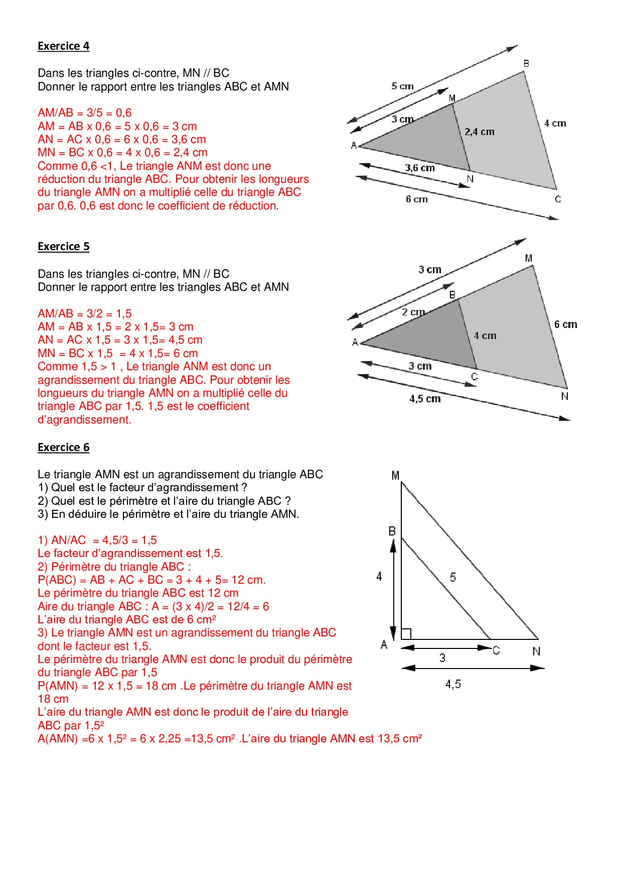 Triangles isométriques et triangles semblables - Corrigé série d ...
