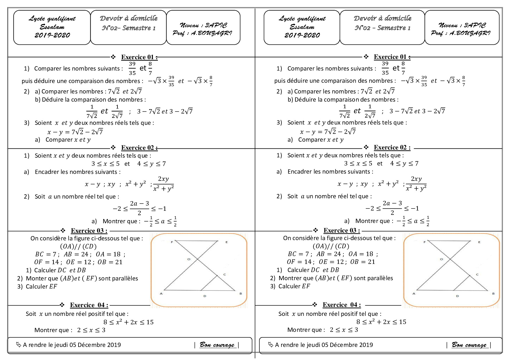 Devoir 2 Modèle 3 Mathématiques 3ac Semestre 1 Alloschool Devoir 2 Modèle 3 Mathématiques 3ac Semestre 1 Alloschool