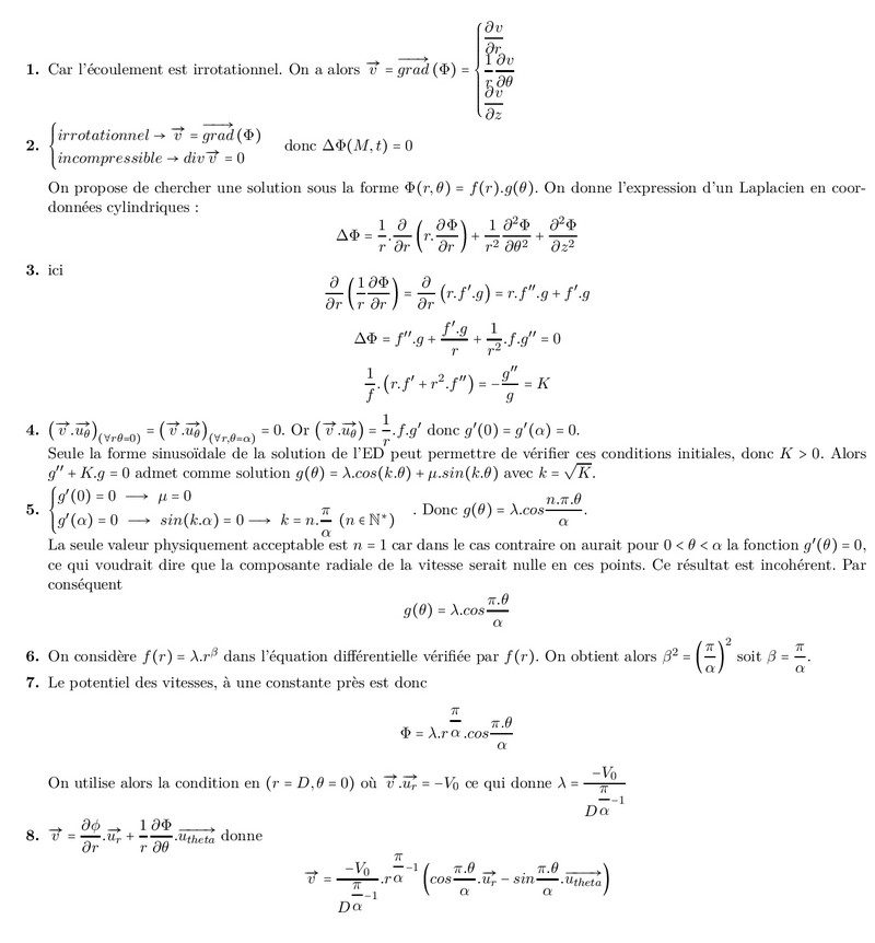 Exercices corrigés Description d’un fluide en mouvement AlloSchool